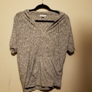 Grey hoodie v-neck shirt